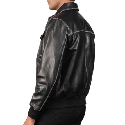 Leather Bomber Jacket Black & Brown