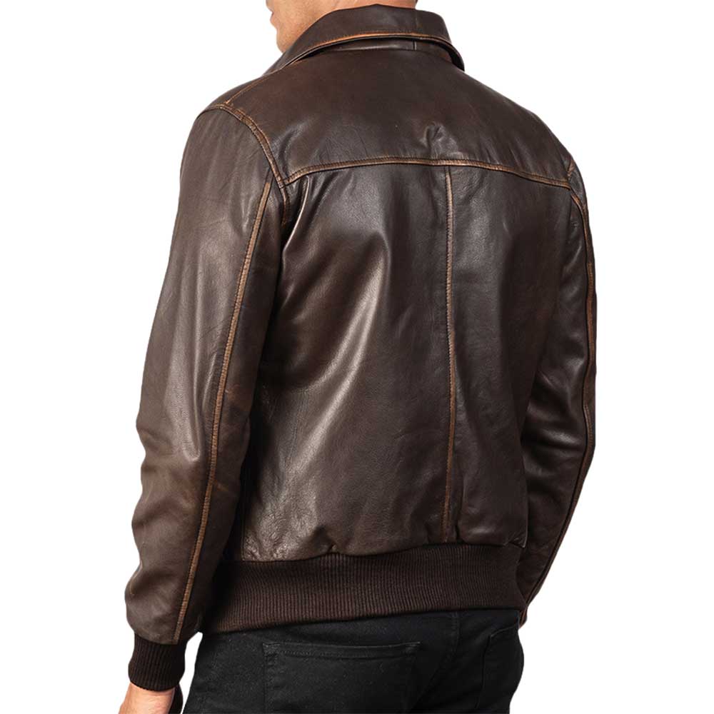 Leather Bomber Jacket Black & Brown
