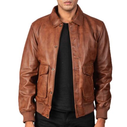 Leather Bomber Aviator Jacket