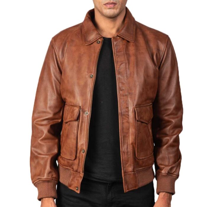 Leather Bomber Aviator Jacket