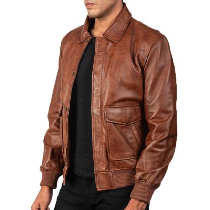 Leather Bomber Aviator Jacket